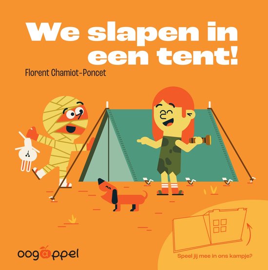 Kijk nou hoe supergoed bedacht...
Twee avonturiers slapen in een tent in de tuin. Ze spelen dat ze holbewoners, astronauten en nog veel meer zijn, en daarmee neemt hun tent steeds een andere vorm aan: die van een grot, een ruimteschip, een piramide, een heksenhuisje, een onderzeeër en nog veel meer.
De pagina’s kun je steeds kunstig in elkaar vouwen, zodat er een echt huisje ontstaat waar aan de binnenkant van alles gebeurt. Zo zijn er maar liefst acht verschillende tenten te bouwen.
Linksonder in beeld verschijnt op elke bladzijde een tekstwolkje met zinnen als: ‘Hebben jullie mij gehoord?’, ‘Volgens mij word ik hier genegeerd’, ‘Ik ga het geen twee keer zeggen, hoor...’ Je raadt het al: dat is de vader van de twee. En daarmee ook zó herkenbaar voor ouders.
Een heel knap boek om te lezen én om neer te zetten. Elke dag een nieuw uitzicht!