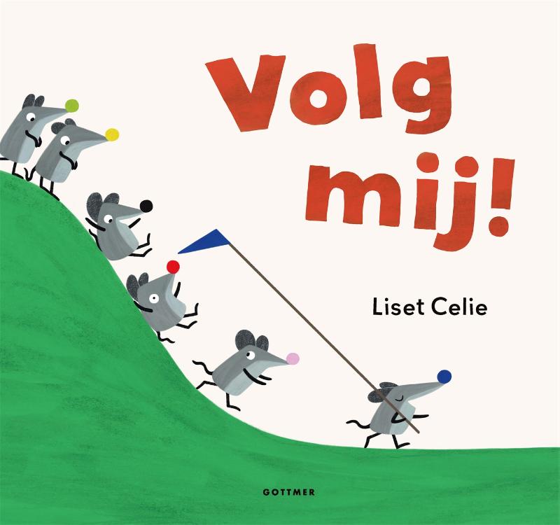 Nu ben ik de baas, denkt hij. En een baas... die zegt wat er moet gebeuren!
Als het aandoenlijke muisje Chris een vlag vindt, begint hij meteen met het uitdelen van bevelen. Híj zal alle andere muizen helpen bij het vinden van heerlijk fruit. Hij heeft een plan, en dat plan is: Chris is de baas. 'Volg mij!' roept hij. Terwijl de muisjes hem braaf volgen over allerlei heftige, pijnlijke en gevaarlijke obstakels, heeft de oplettende kijker al lang gezien dat ze helemaal de verkeerde kant op gaan. Vol van zichzelf stapt Chris voorwaarts, tót de andere muizen er genoeg van hebben...
Hoe dat allemaal goed komt en hoe Chris leert sámenwerken pas écht een goed plan is, lees je in dit geweldige prentenboek. Liset Celie heeft de emoties die passen bij de groepsdynamiek en de loop van het verhaal werkelijk subliem in beelden gevat. En ik vind het zo leuk dat de neusjes van de muisje allemaal een ander kleurtje kregen. Ach, linksom of rechtsom krijgt ieder kind met dit machtsspel te maken. Wat fantastisch om hen dan dit prachtige prentenboek voor te lezen!