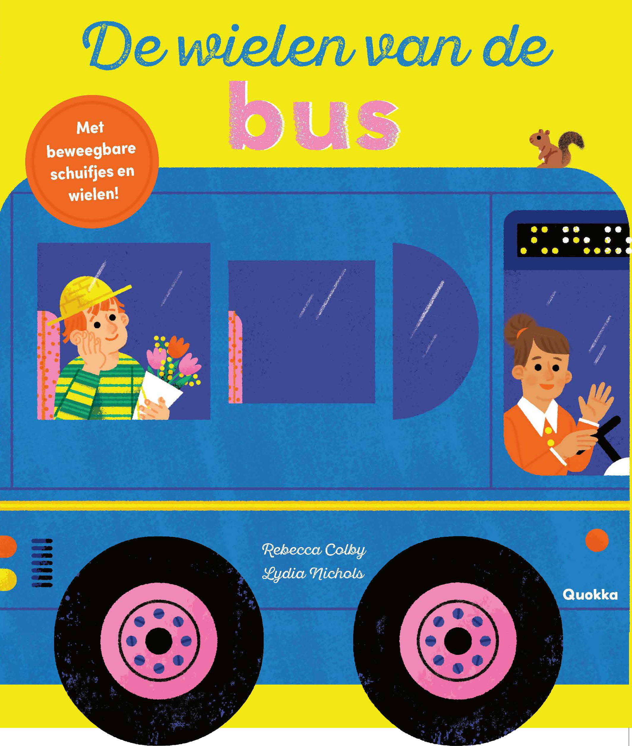 Rebecca Colby en Lydia Micols maakten lekker stevig, erg origineel, interactief kartonboek bij het alom bekende kinderliedje De wielen van de bus.
Al op het omslag mogen kinderen spelen met de beweegbare schuifjes en dat interactieve element blijft op elke pagina terugkomen.Kinderen laten de wielen zelf ronddraaien terwijl ze het liedje meezingen, ze schuiven de deuren van de bus open en dicht, laten de ruitenwissers heen en weer zwaaien en de mensen in de bus op en neer wippen. Aan het einde mogen ze de hele route van de bus nog eens helemaal afleggen.
Voor heel veel lees-, zing- én speelplezier!
Er is ook een ander deel dat net zo leuk is. Dat heet De wielen van de graver!